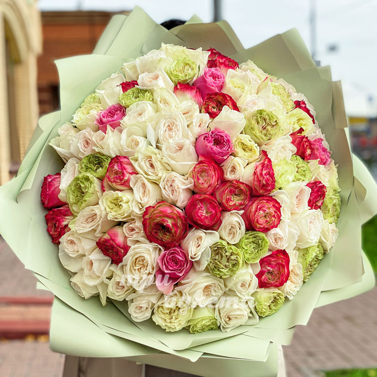 101 роза микс (Premium) 60 см (вид сверху)