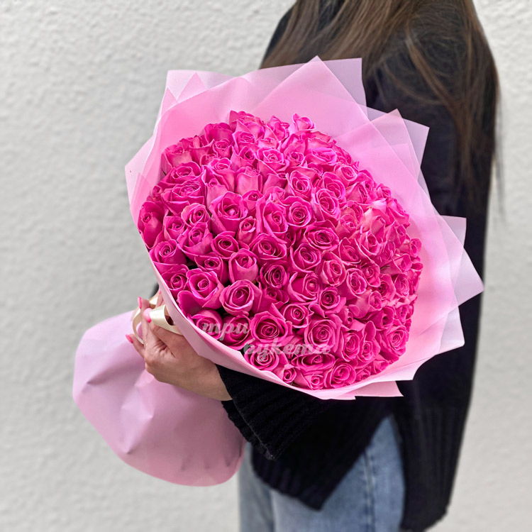 101 розовая роза 40 см (вид сверху)