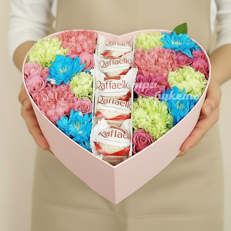 Композиция из гвоздик и конфет