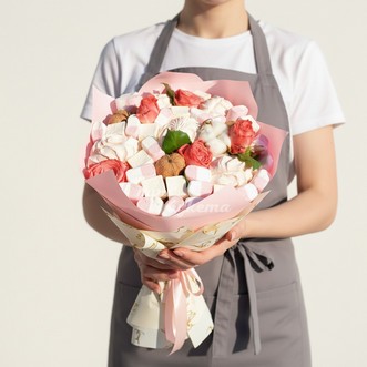 Букет из зефира и грецких орехов